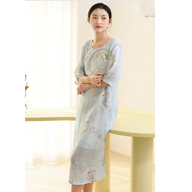 [Miss Fenny Series] ★Chinese style dress★ 3color Elegant Chinese clothes Tang suit Retro print Summer clothes Comfortable to the touch