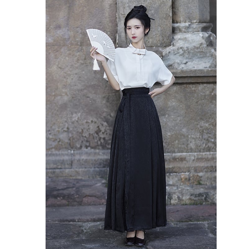 [BAIRIMENG Series]★China style skirt★Bottoms Window skirt Chinese elements Chinese clothing Black Black Long length