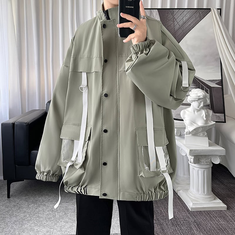 [Doon Series]★Jacket★ 3color Outerwear Unisex Men's Casual Loose Black Light Brown Green