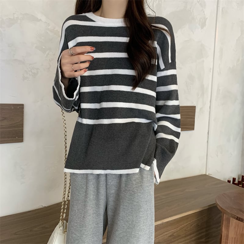 [Insufficient Moe Series] ★Tops★ 4color Flare Sleeve Women's Stylish Horizontal Striped Pattern Easy to Match