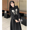 Load image into Gallery viewer, [Dong Xiaojie Series] ★China style dress★ Ink pattern long sleeve dress long length dress black black large size slimming
