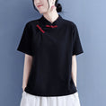 Load image into Gallery viewer, [Qing series]★Chinese style tops★ 3color color scheme Chinese clothes summer improved Tang clothes retro navy black white
