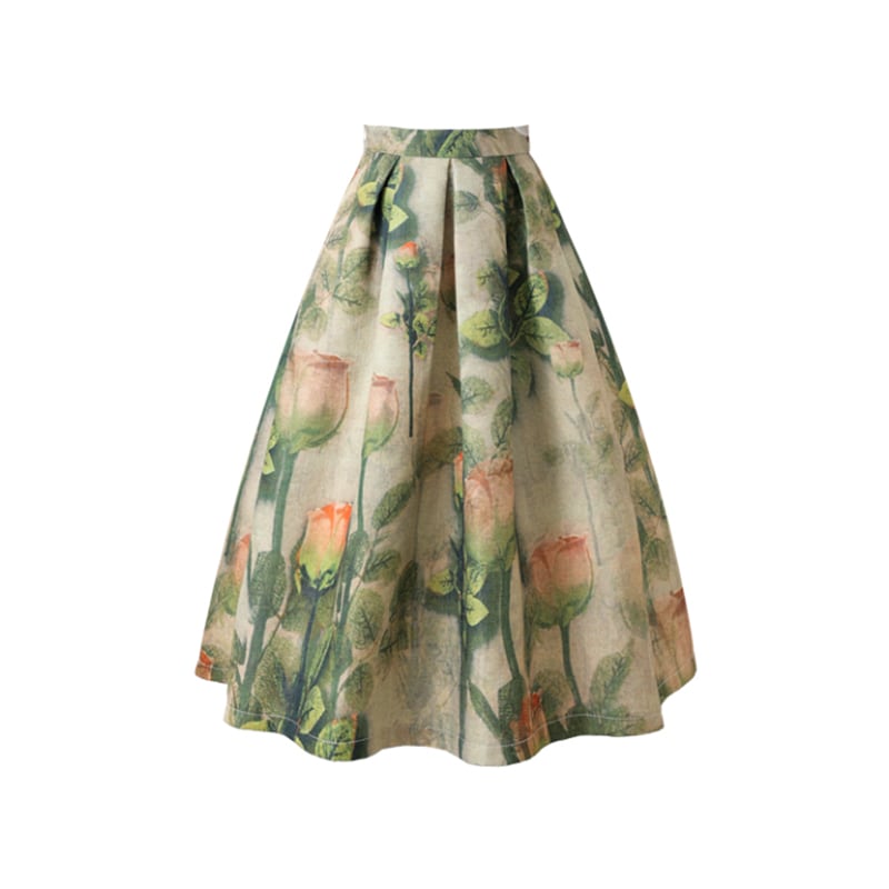 [MOERBEN Series] ★Floral Skirt★ Bottoms High Waist Temperament Enhancement Ladies Retro Date