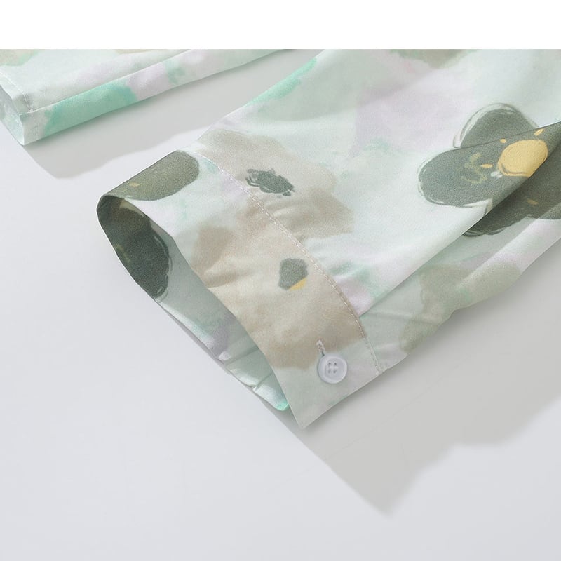 [MOISHE TIDE Series]★Floral pattern shirt★ 2color tops long sleeve shirt spring/summer ML XL 2XL unisex men's green blue