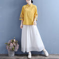 Load image into Gallery viewer, [Qing Series]★Chinese style tops★ 4 colors, floral pattern, 3/4 sleeves, cotton linen, white, blue-green, pink, yellow, Chinese clothing, improved Tang clothing
