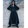 Load image into Gallery viewer, [Da Qinglong Shu Series] ★Chinese style dress + belt★ Long length Chinese clothes Improved Han clothes V neck Switching Black Black
