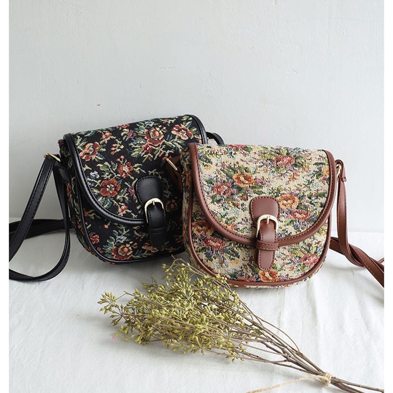 [XIAOSEN Series]★Bag★ 2color Floral Pattern Shoulder Bag Cute Date Commuting Office Lady Office Improves Temperament