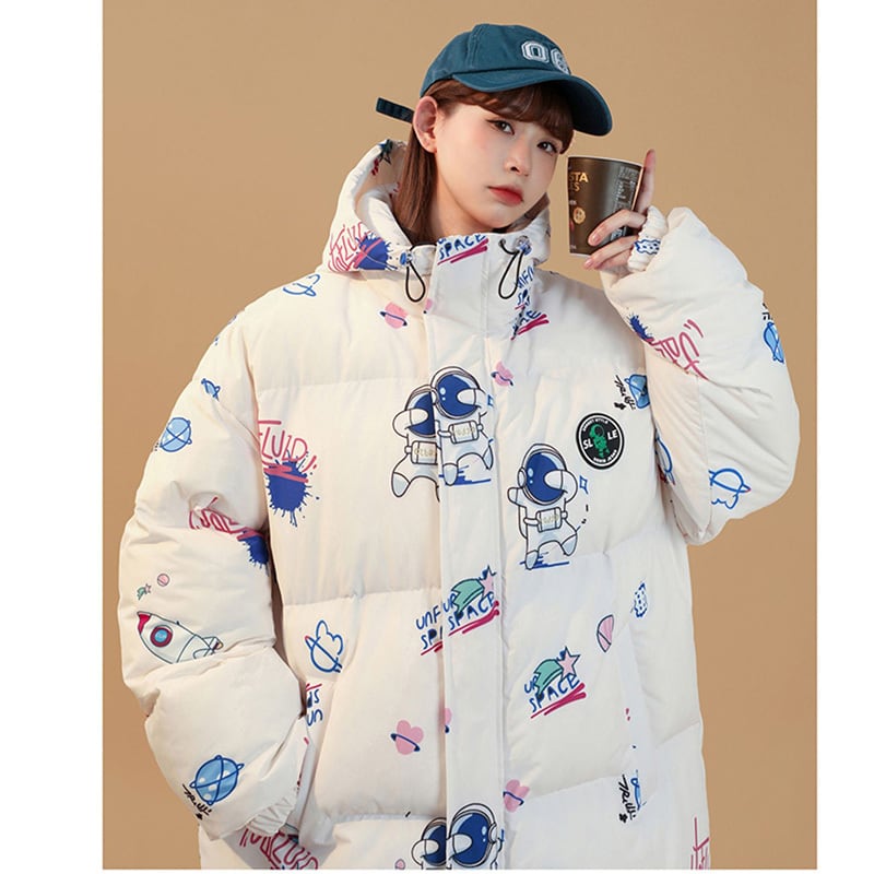 [Suikoishi Series] ★Winter Coat★ Cotton Coat Outerwear 5color Unisex Men's Cartoon Black Blue Green