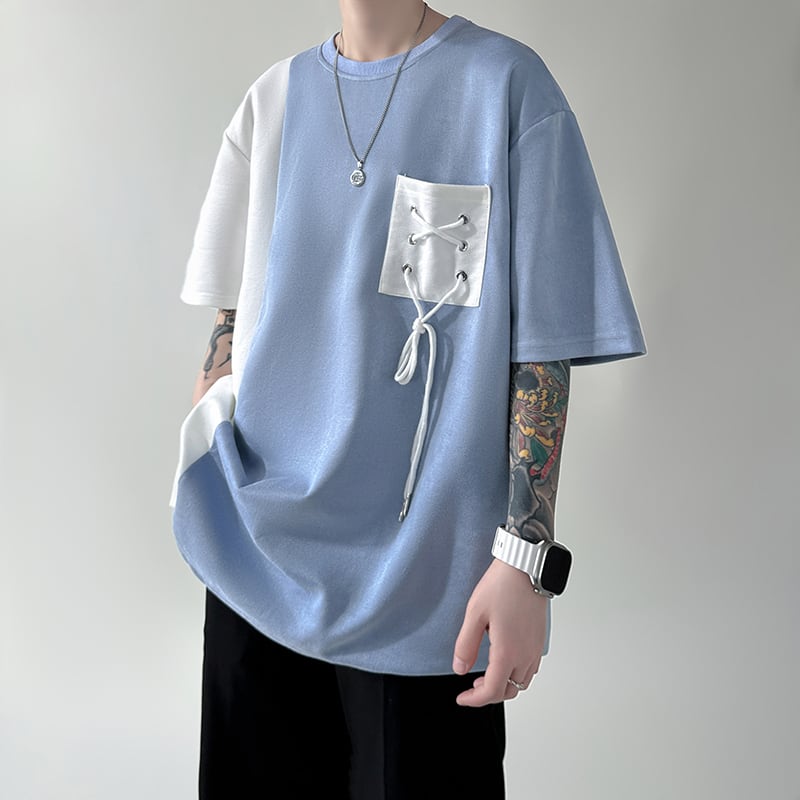 [LUJI Series] ★Short sleeve T-shirt★ 3color color scheme tops T-shirt unisex men's large size