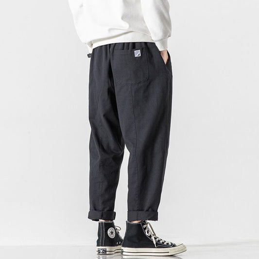 [BIGEMAN Series] ★Casual Pants★ 2color, 9/4 length bottoms, trousers, unisex, men's, large size, slimming, simple