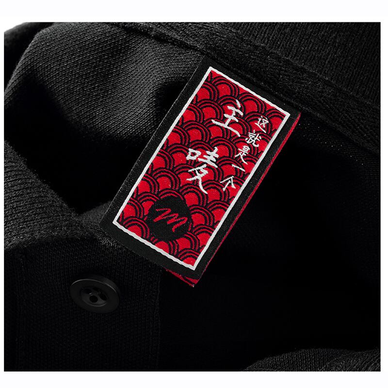 [JPYZ Series] ★China Style Tops★ POLO Shirt Embroidered Panda Cute Unisex Men's Black Short Sleeve