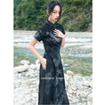 Load image into Gallery viewer, [Big Blue Dragon Series] ★China style tops★ Long tops, slit dress, design, slimming, floral pattern
