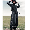 Load image into Gallery viewer, [Big Blue Dragon Series] ★China style gaucho pants★ Gaucho bottoms switching print slimming black black
