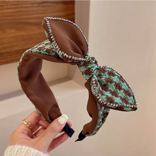 [Rainou Series] ★Headband★ Hair Ornament Women's Accessories Stylish Plaid Pattern Green Green Retro