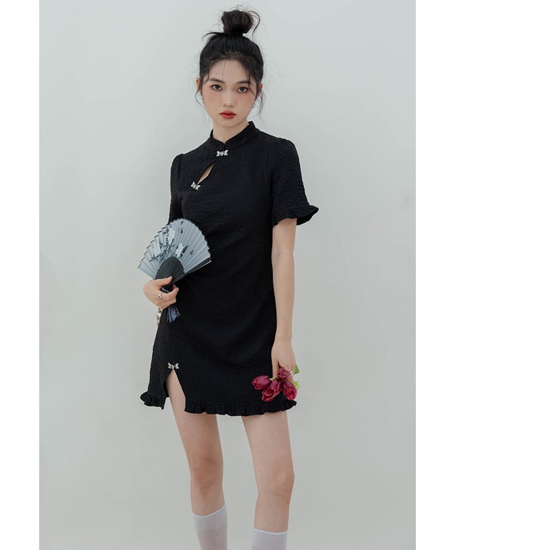 [LOVEHEYNEW Series] ★Mini-length Chinese dress★ Cute Chinese clothing Black Black Girls' night out Date Original