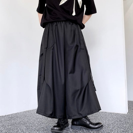 [Illustrated series]★China style trousers★ Gaucho pants Designed Unisex Men's Black Cool