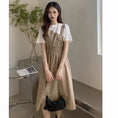 Load image into Gallery viewer, [YUNXI Series] ★One Piece★ 2color Short Sleeve Dress Switching Fake Layered Large Size Brown Black
