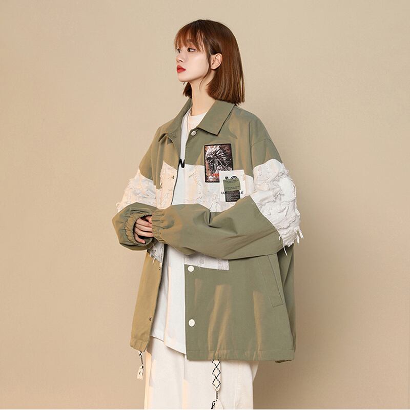 [Fujiiman Series] ★Jacket★ Outerwear 3color switching Unisex Unique black green brown