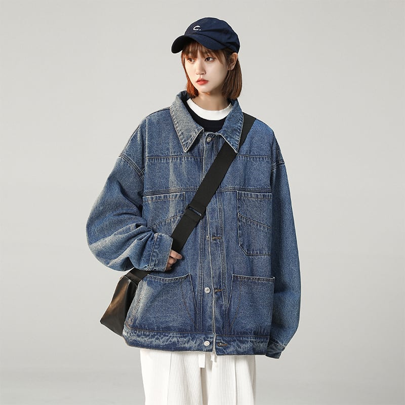 [CHAOMEICHEN Series] ★Jacket★ Outer Denim Jacket Unisex Men's Jeans Blue Blue