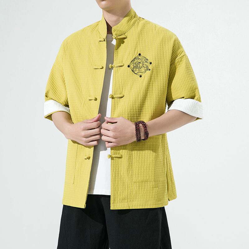 [Small Troubles Series]★China Style Shirt★ Tops 6color Unisex Men's Large Size Improved Tang Suit