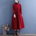 Load image into Gallery viewer, [Qing series] ★China style dress★ 4colors, brushed lining, thick, green, navy, wine red, purple, long length
