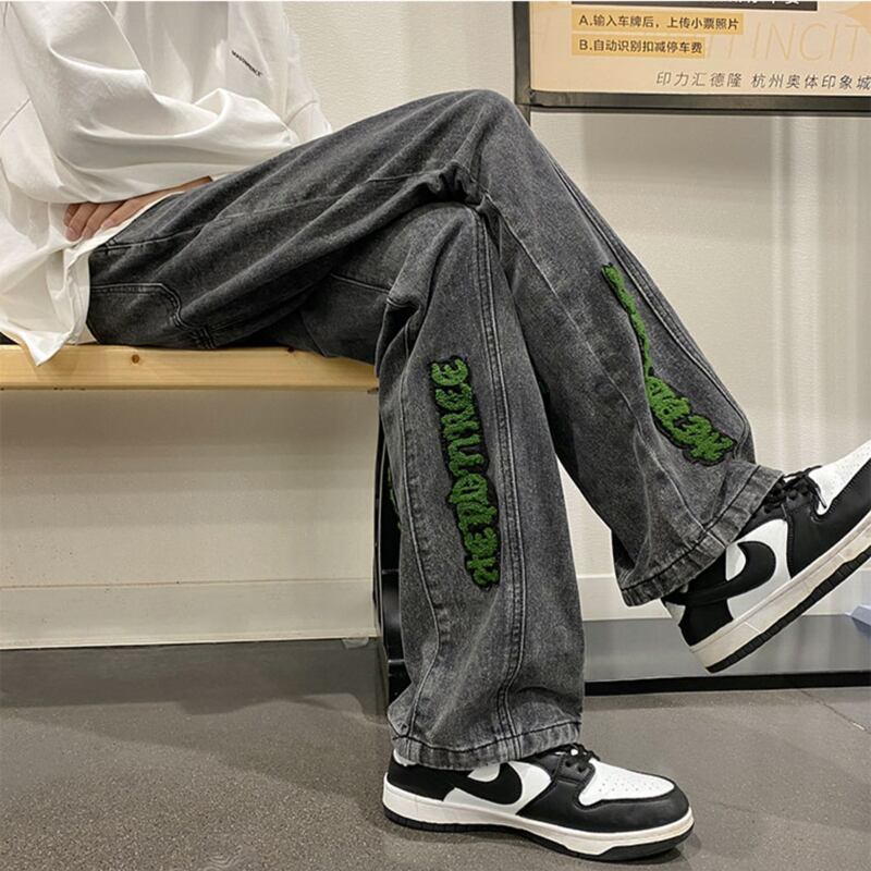 [Fujiiman Series] ★Casual Pants★ 2color Denim Pants Bottoms Trousers Unisex Men's Large Size Alphabet