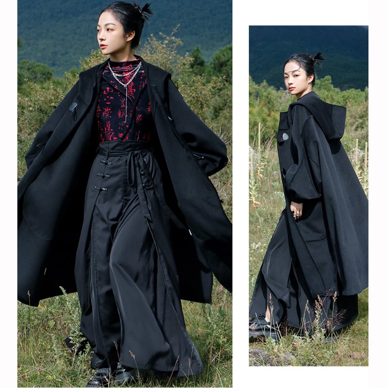 [Big Blue Dragon Series]★China style trousers★Bottoms Gaucho pants Loose Casual Black Black