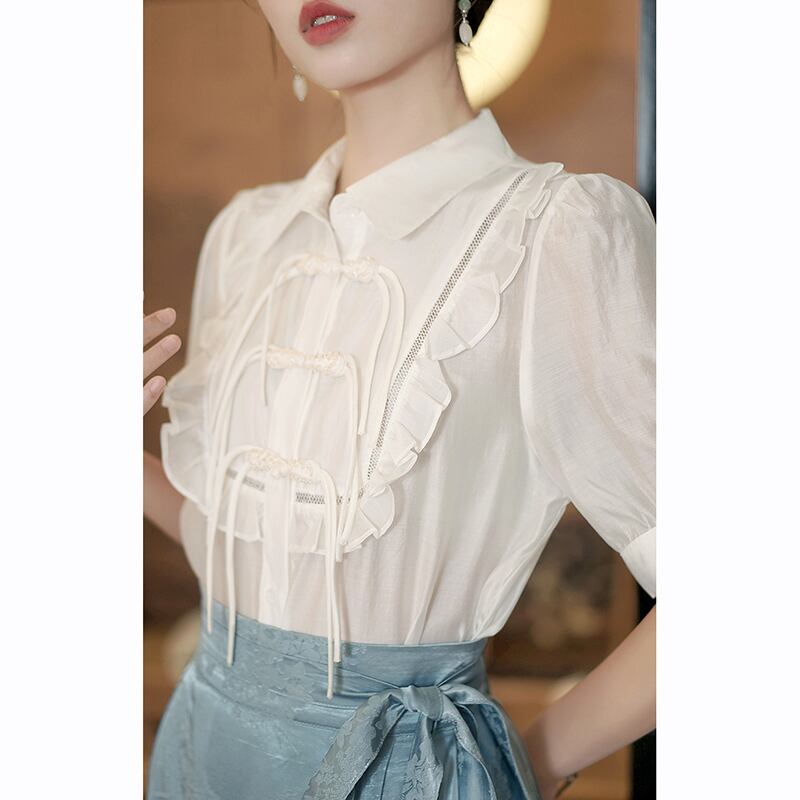 [QIYC Series]★China style shirt★China button short sleeve tops, summer clothes, improves temperament, improved Hanfu, Hanfu tops, with design