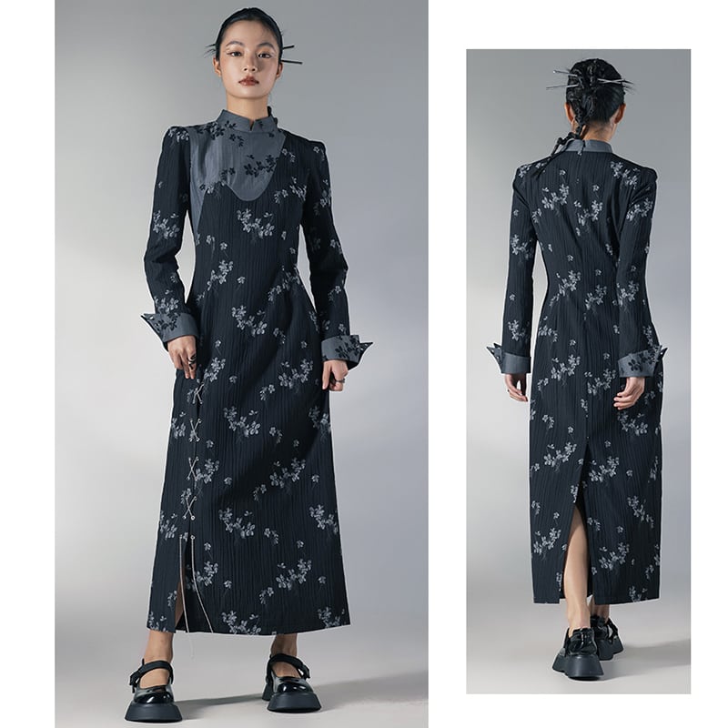 [Da Qinglong Shu Series] ★Chinese style dress★ Chinese clothes, floral pattern, improved cheongsam dress, slimming wear, photo shoot, party