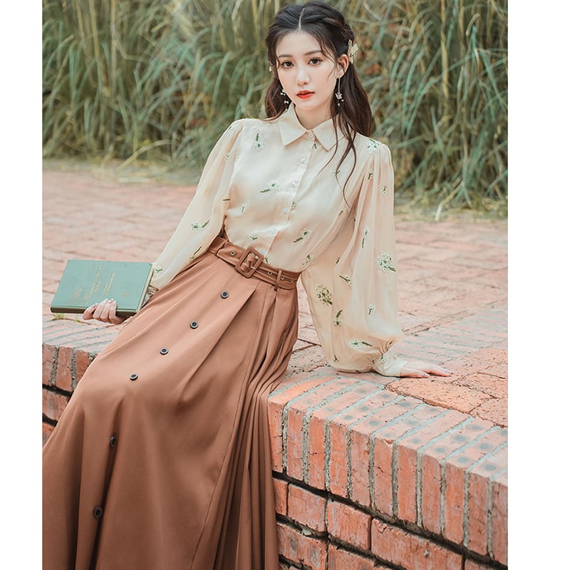 [XUANZI Series]★Shirt★ Long sleeve shirt, embroidered shirt, ladies, date, photography, literary style, easy to match