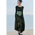 Load image into Gallery viewer, [Big Blue Dragon Series] ★China style dress★ Switching velvet bamboo embroidery green sexy
