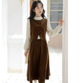 Load image into Gallery viewer, [CHIC Series] ★One Piece★ Faux Layered Corduroy Coffee Color Date Improves Temperament
