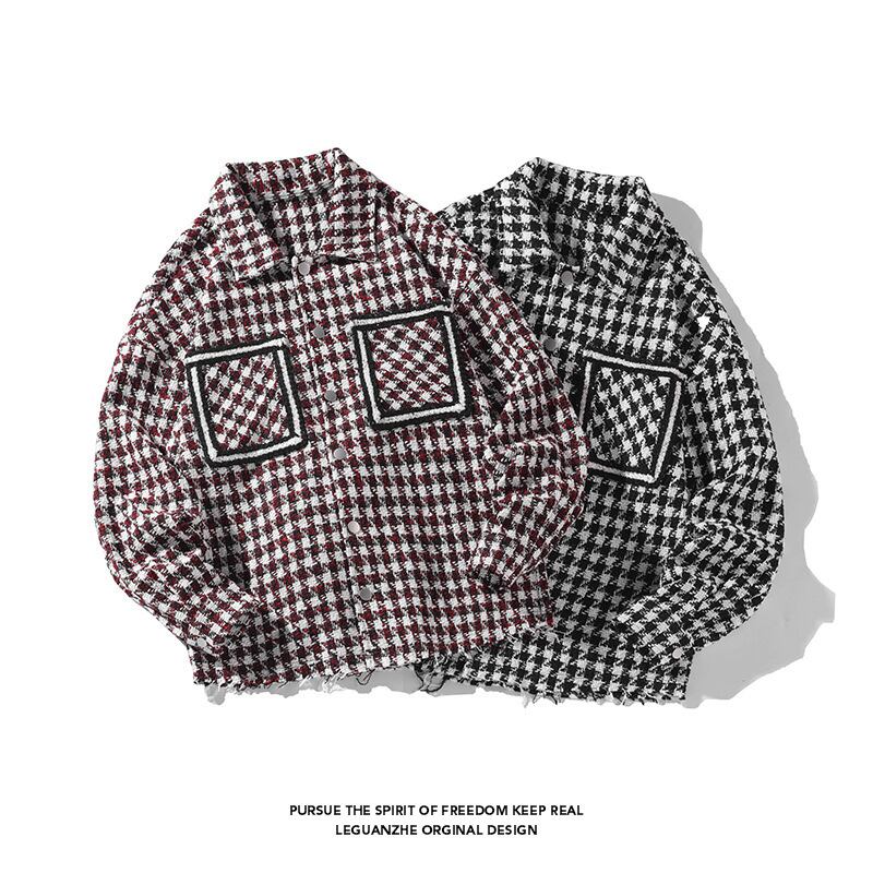 [BIGEMAN Series] ★Jacket★ 2color outer plaid pattern unisex men's black red