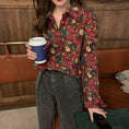 Load image into Gallery viewer, Floral Shirt Tops Print Unique Corduroy Retro Cute Ladies Fashion Red
