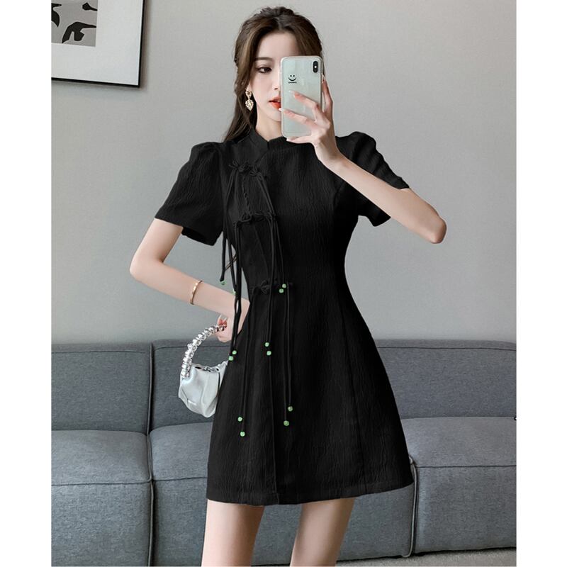 [LINXIAOXIAN series] ★China style dress★ 2color improved cheongsam dress cute short sleeve summer clothes