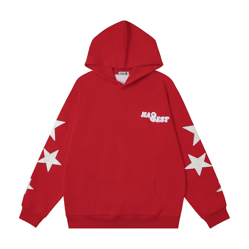 [ZHUJI Series]★Parker★ 3color Tops Star Pattern Unisex Men's Loose Stylish Gray Red Black