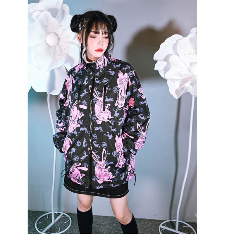 [Old Monster --- Rabbit Series] ★China style outerwear★ Jacket print rabbit rabbit loose fashionable