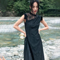 Load image into Gallery viewer, [Big Blue Dragon Series] ★China style tops★ Long tops with slit design, slimming, lace
