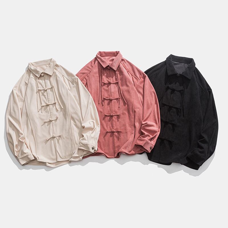 [Small trouble series] ★China style shirt★ 3color tops unisex men's fringe casual retro