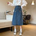 Load image into Gallery viewer, [SANMUZI series]★Denim skirt★Bottoms Embroidery Spring clothes Blue Blue Cute Slimming Ladies
