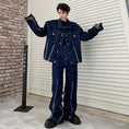 Load image into Gallery viewer, [Illustrated series]★Setup★ Jacket + pants 2-piece set Unisex Men's Denim Cool Blue Blue
