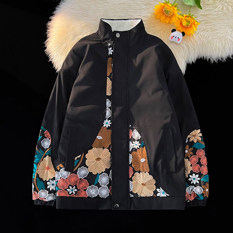 [HUICHUN Series]★China style outerwear★ 2color brushed lining winter coat jacket embroidery unisex men's large size