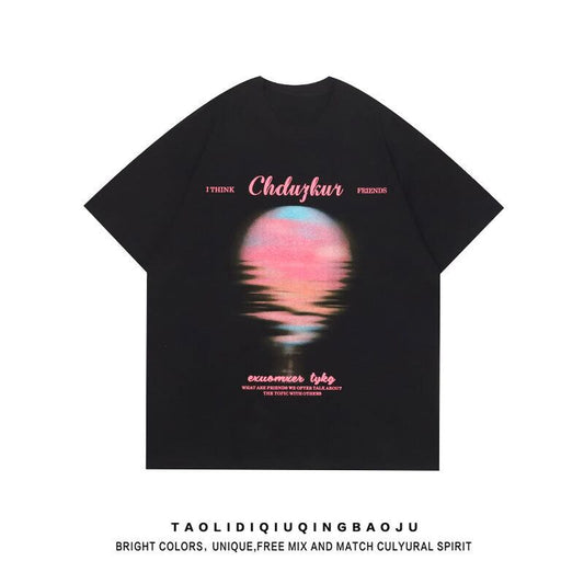 【逃離地球シリーズ】★Tシャツ★ 2color トップス 男女兼用 メンズ S M L XL ファッション 半袖 ブラック アプリコット