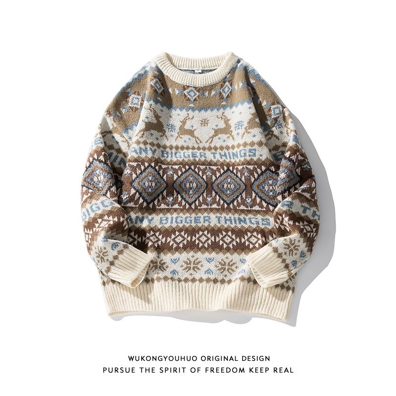 [Satoru Series]★Sweater★ 2color Knit Tops Christmas Unisex Men's Deer Casual Easy to Match