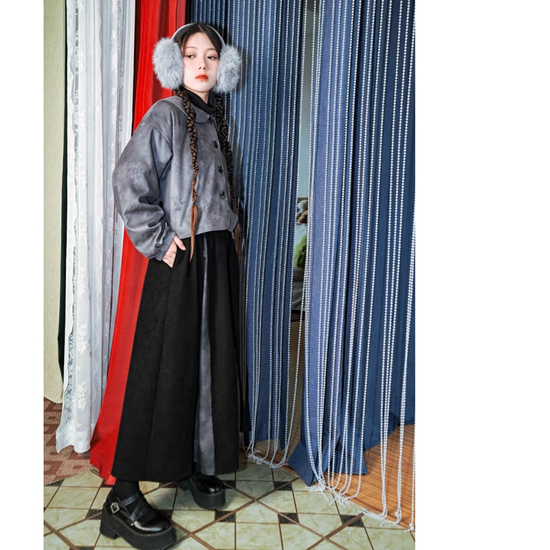 [Kokaisha --- Dragon dyed series] ★China style coat★ Velvet thick winter coat Sailor color