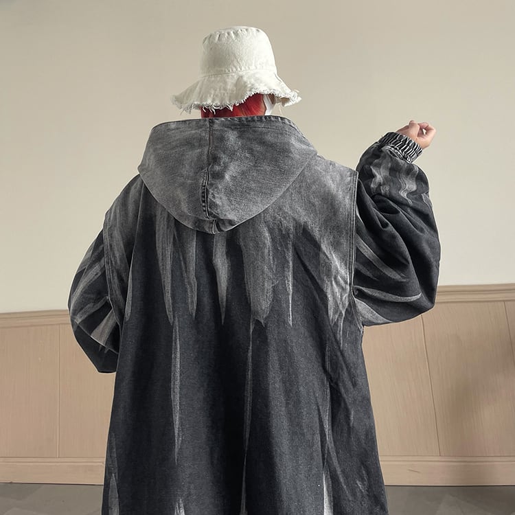 [V37 Series] ★Outer★ Denim jacket Parka jacket Gradation Unisex Men's