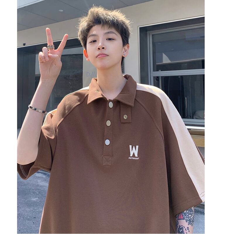 [SENSU Series] ★Tops★ 2color Unisex Men's Summer Clothes Easy to Match Retro Women Coffee Color Gray