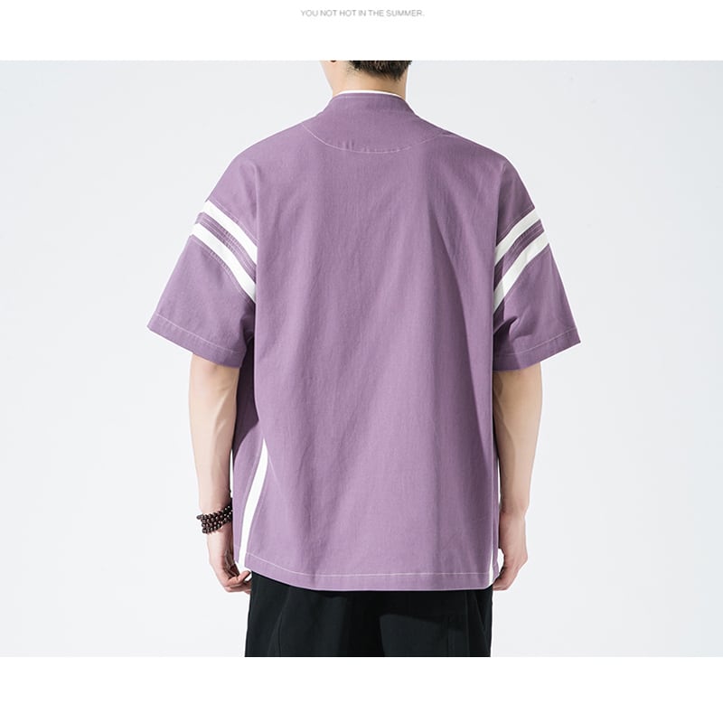 [Taste Seven Series]★China style shirt★ 4 colors Men's Color scheme Unisex Chinese button Black Green Purple Yellow Large size