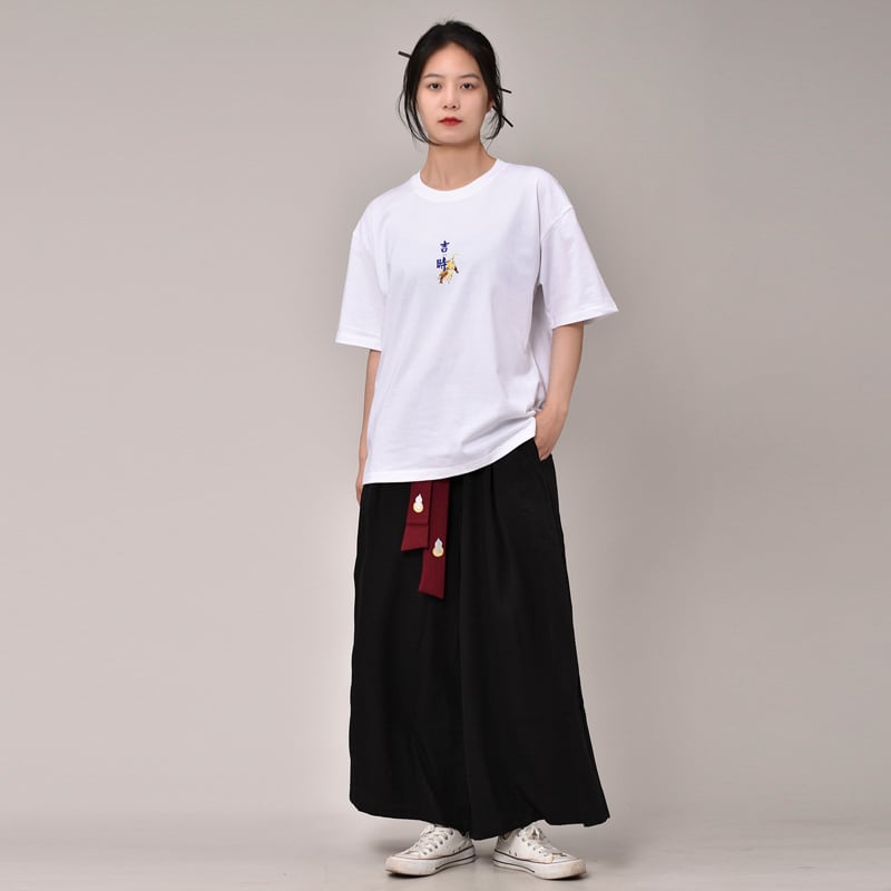 [Mumuki Series]★China style T-shirt or shorts★Short sleeve T-shirt Letter pattern 3color Unisex Men's Large size