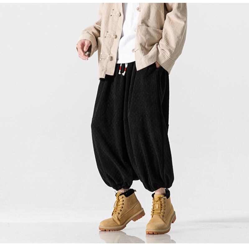 [Small Trouble Series]★China Style Pants★ 3color Bottoms Casual Pants Unisex Men's Large Size Loose Gray Black Coffee Color